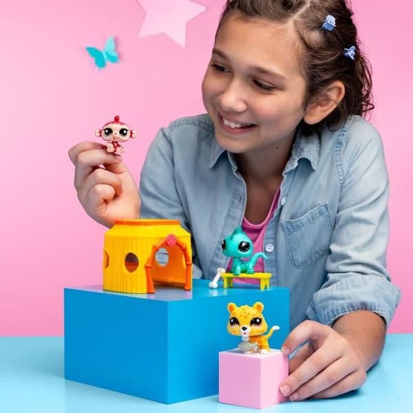 BANDAI - Littlest Pet Shop - Tiki Djungelpaket - 3 husdjur och tillbehör - BF00515