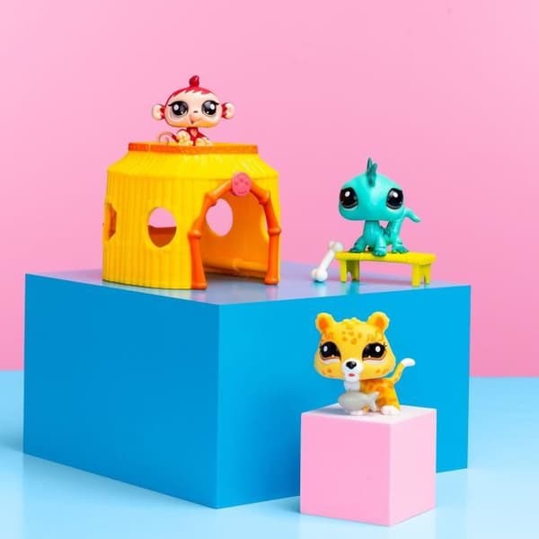 BANDAI - Littlest Pet Shop - Tiki Djungelpaket - 3 husdjur och tillbehör - BF00515