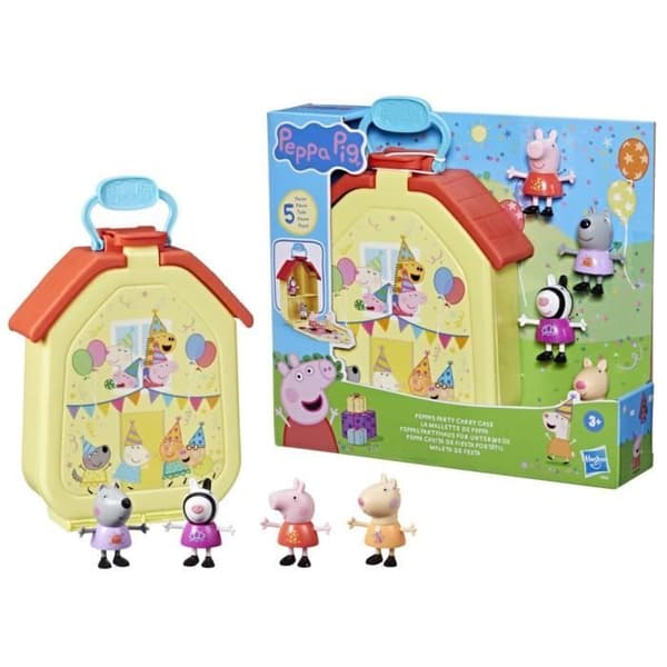 Peppa Pig, Peppan matkalaukkusetti kokoontaitettavalla talolla, 4 hahmoa, esikouluikäisille, 3+ vuotta