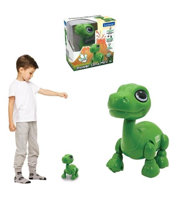Power Puppy Mini - Dinosaurierobot med ljus- och ljudeffekter, handklappningskontroll, upprepning