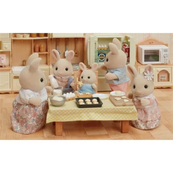 Dukke - SYLVANIAN FAMILIES - Creme Kaninfamilien - Artikuleret og omhyggeligt klædt