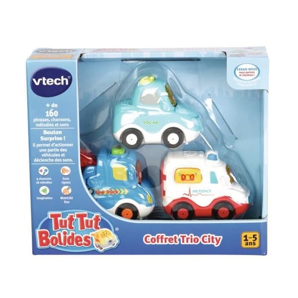 VTECH - Tut Tut Bolides - City Trio Set (Sedan + Bärgningsbil + Ambulans)