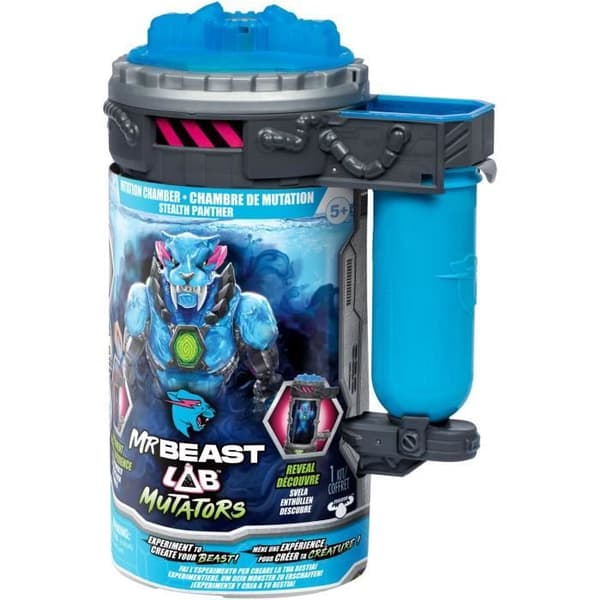 Leddet figur - MRBEAST LAB - Stealth Panther - 13 cm - Gennemsigtig blå krop - 20 ledpunkter