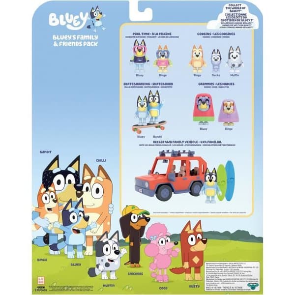 Hahmot - BLUEY - 8 hahmon pakkaus - Nivelletyt hahmot - Sarjan universumi - Sekoitettu