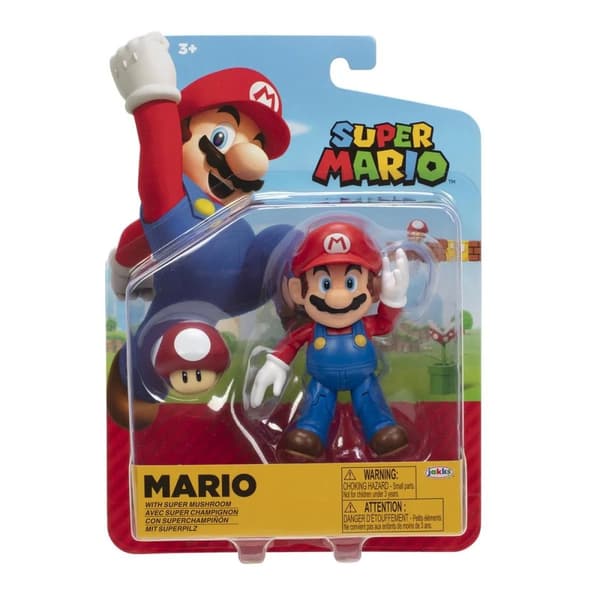 Super Mario Figur 10cm w42 Mario With Super Mushroom