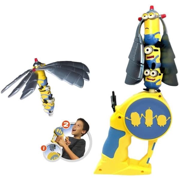 MINIONS Flying Heroes figur - BANDAI - Bob, Kevin och Stuart - Flygande leksak för barn från 4 år och uppåt