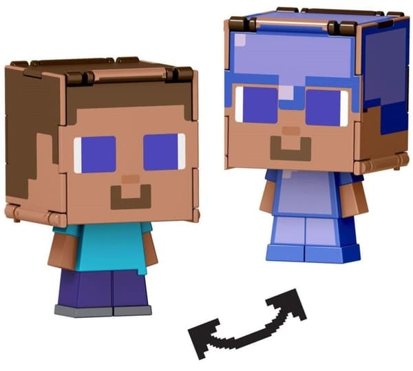 MINECRAFT Mob Head Minis Flipping Figs - Steve & Steve i fortryllende rustning