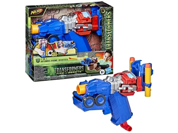 Transformers Rise of the Beasts Movie 2 in 1 Optimus Prime Blaster, 6 År, Plast, Blå, Rød, Sølv, Gul