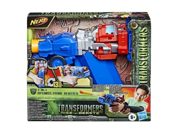 Transformers Rise of the Beasts Movie 2 in 1 Optimus Prime Blaster, 6 År, Plast, Blå, Rød, Sølv, Gul