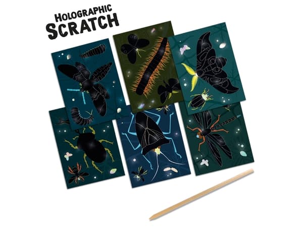 SES Creative Holographic scratch - Insects, Poika/tyttö, Värityskuvasetti