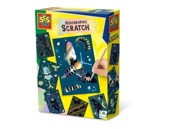 SES Creative Holographic scratch - Insects, Poika/tyttö, Värityskuvasetti