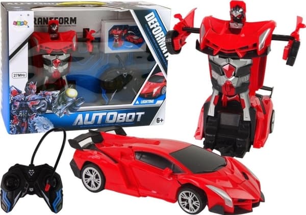 LeanToys Auto Robot Transformer 2in1 Pilot R/C kaukosäädin punainen