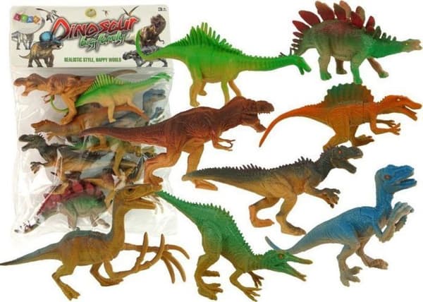 Leantoys - 14862 - set med dinosaurfigurer, parkdjursfigurer, 8 stycken.