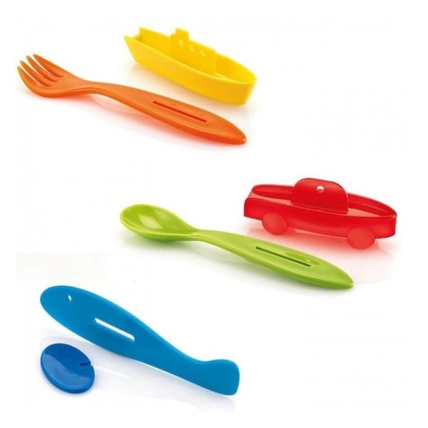 GUZZINI SET 3 BESTICK FÖR BARN TRAFIK KÖK LUNCH SPEL