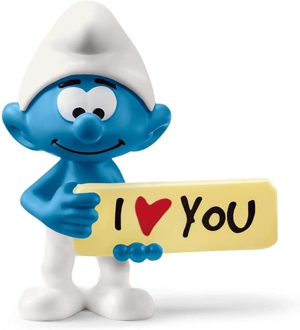 Figurin - SCHLEICH - Smurf med panel - Ålder 3 år - SMURFS™-serien - Singular tillgivenhet