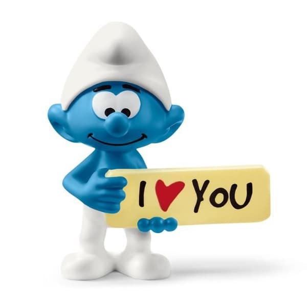 Figurin - SCHLEICH - Smurf med panel - Ålder 3 år - SMURFS™-serien - Singular tillgivenhet