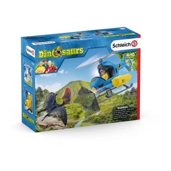 Leksats - SCHLEICH - Luftattack - Dinosaurier - Anestesikanon - Helikopter
