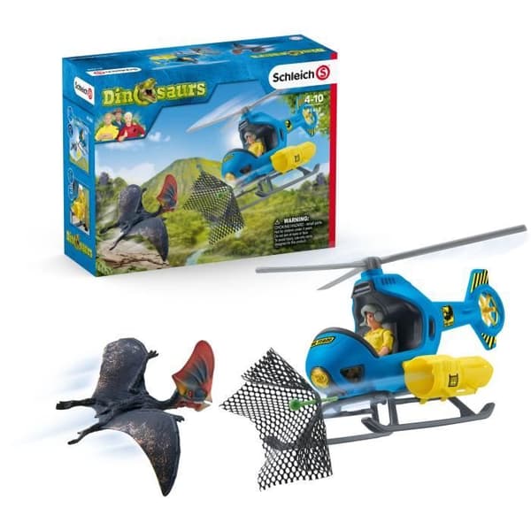 Leksats - SCHLEICH - Luftattack - Dinosaurier - Anestesikanon - Helikopter