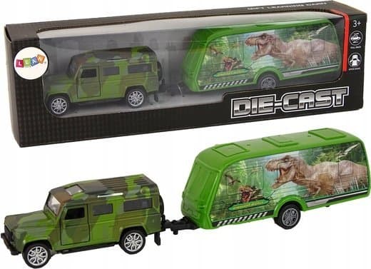 LeanToys Fordon Jeep med dragkrok med dinosaurier