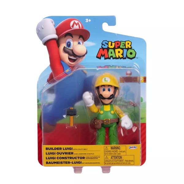 Super Mario Hahmo 10cm Builder Luigi with Utility Belt