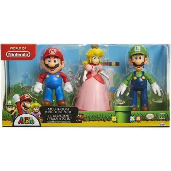 Box med 3 Mushroom Kingdom-figurer - Mario - 10 cm - JAKKS PACIFIC