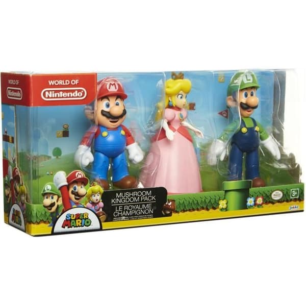 Box med 3 Mushroom Kingdom-figurer - Mario - 10 cm - JAKKS PACIFIC