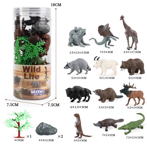WOOPIE Wildlife Figurer Sæt – 15 Dele