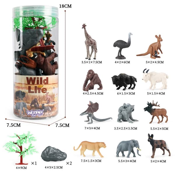 WOOPIE Wildlife Figuurit 15 kpl sarja - versio 1