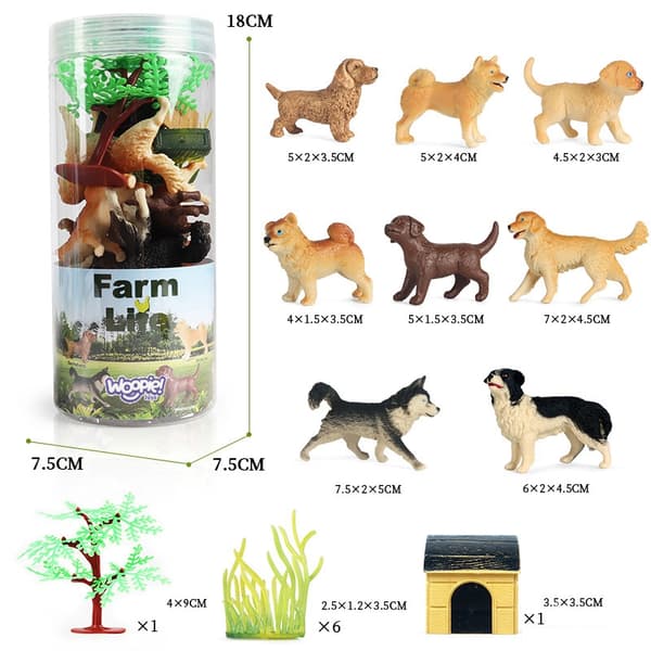 WOOPIE sæt med 16 hundefigurer