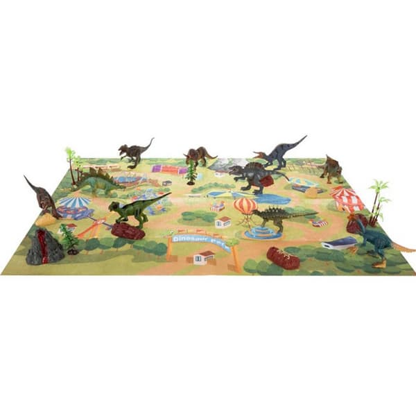 WOOPIE Stort sæt dinosaurer XXL figurer + tæppe "Forhistorisk verden"