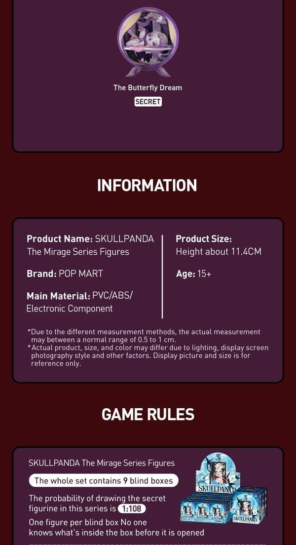 POP MART SKULLPANDA The Mirage Series Figurer Mystery Box 1 STK/9 STK POP MART Blind Box Action Figur Sødt legetøj
