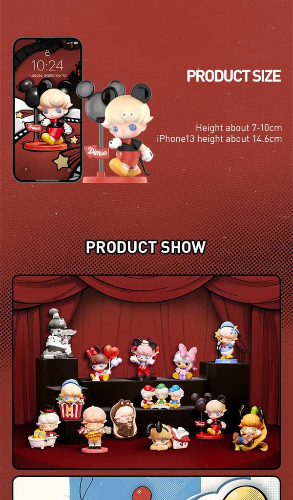 POP MART DIMOO WORLD × DISNEY Series Figuurit Blind Box 1PC/12PCS Mystery Box