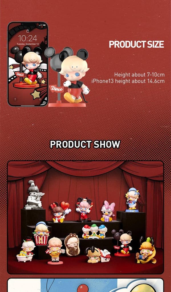POP MART DIMOO WORLD × DISNEY Series Figuurit Blind Box 1PC/12PCS Mystery Box