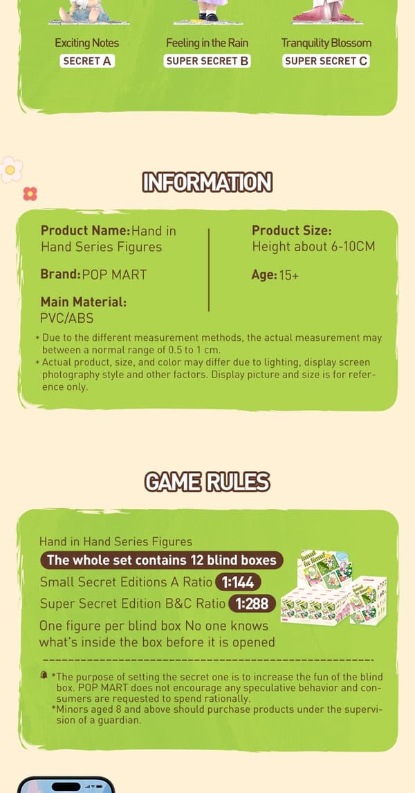 POP MART Hand in Hand Series Figurer 1PC/12PCS POPMART Blind Box Figur