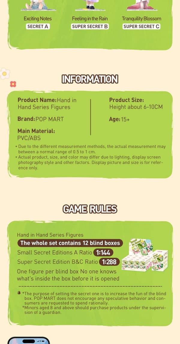POP MART Hand in Hand Series Figurer 1PC/12PCS POPMART Blind Box Figur