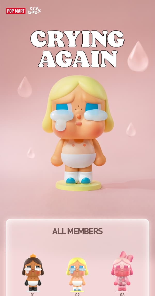 POP MART CRYBABY Crying Again -sarjan hahmot Mystery Box 1 kpl/12 kpl POPMART Blind Box -figuuri