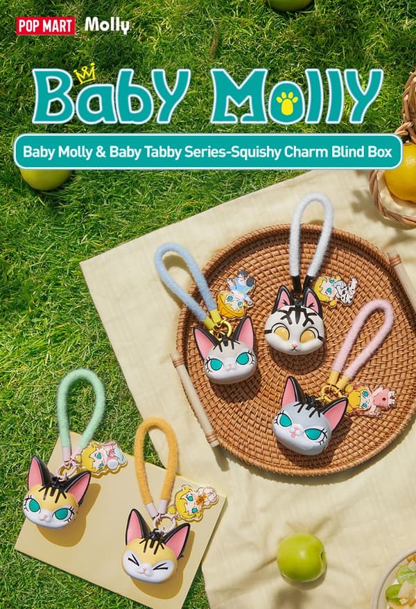 POP MART THE MONSTERS Baby Molly & Baby Tabby -sarjan nipistysriipusverholaatikko 1 kpl/6 kpl
