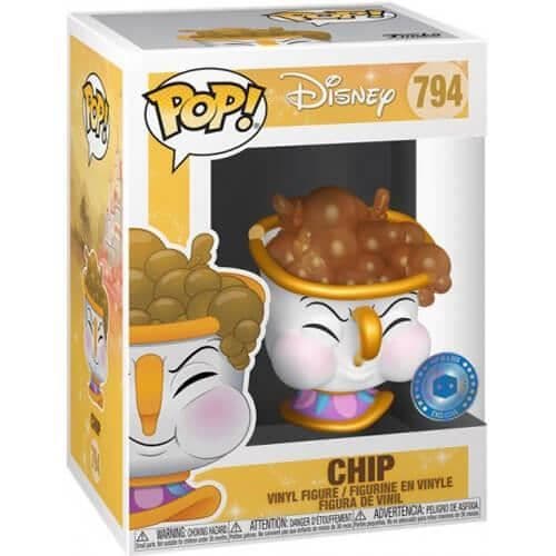 [Exklusivt] Disney Beauty &amp; the Beast Popfigur: Chip with Bubbles [794]- USED