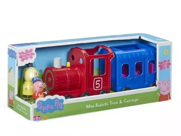 Peppa Pig Miss Rabbits Train and Carriage Play Set Toy with 2 Character ...