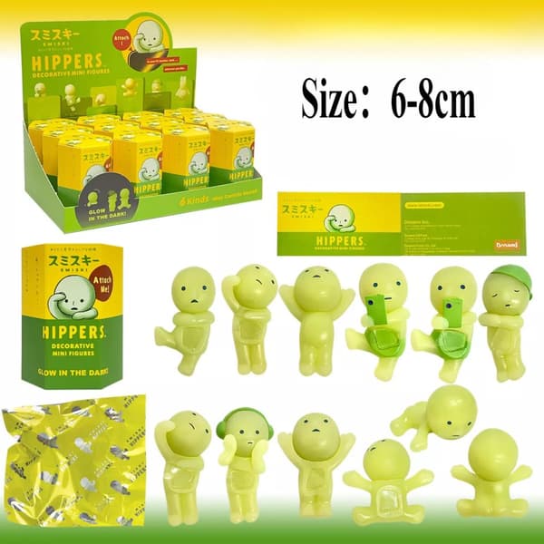 Figurine Smiski Hippers - Série 'Glow In The Dark' (Brille Dans Le Noir), Boîte Surprise Aléatoire