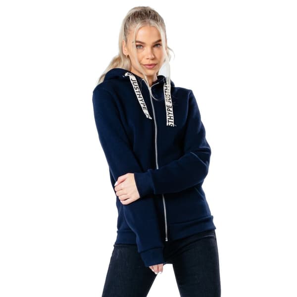 Justhype Drawstring Zip Hoodie HYPWOMHOOD003, Kvinna, Tröjor, Marinblå Navy 38