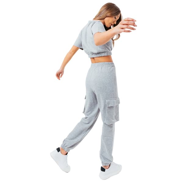 Justhype Sweat Crop T-Shirt-Cargo Joggers LABON004, Kvinna, Byxor, Grå