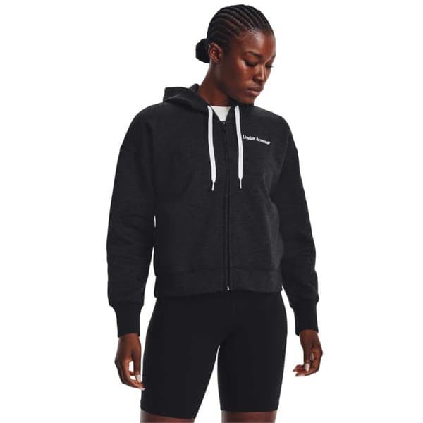 Under Armour Essential Fleece Script FZ Hoodie 1374106-001, Kvinna, Tröjor, Svart