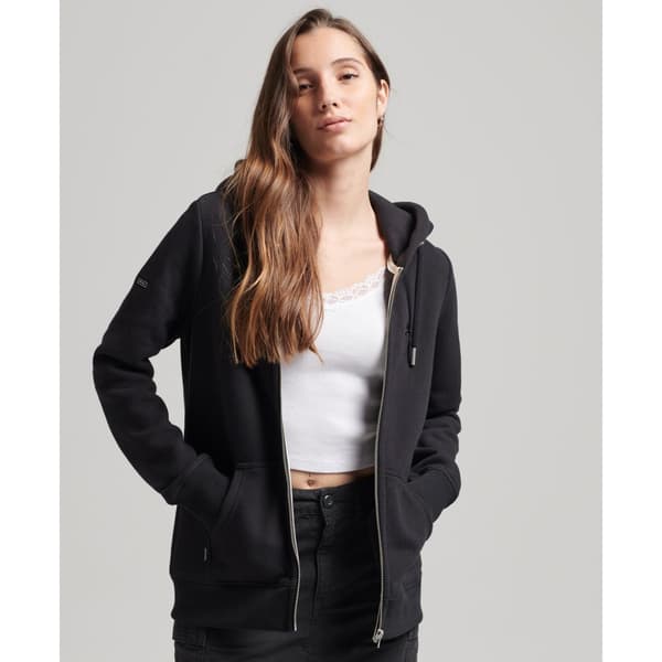 Superdry Sweatshirt Med Fuld Lynlås Vintage Logo Emb Sort M Kvinde