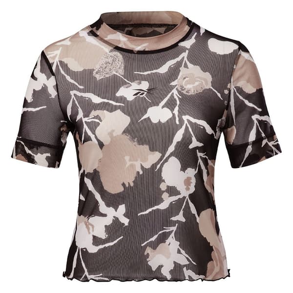 Reebok Kortärmad T-shirt Myt Aop Mesh Svart S Kvinna