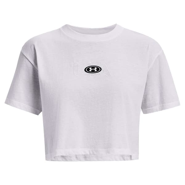 Under Armour Lyhythihainen T-paita Branded Logo Crop Valkoinen S Nainen