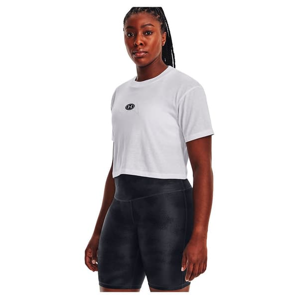 Under Armour Lyhythihainen T-paita Branded Logo Crop Valkoinen S Nainen