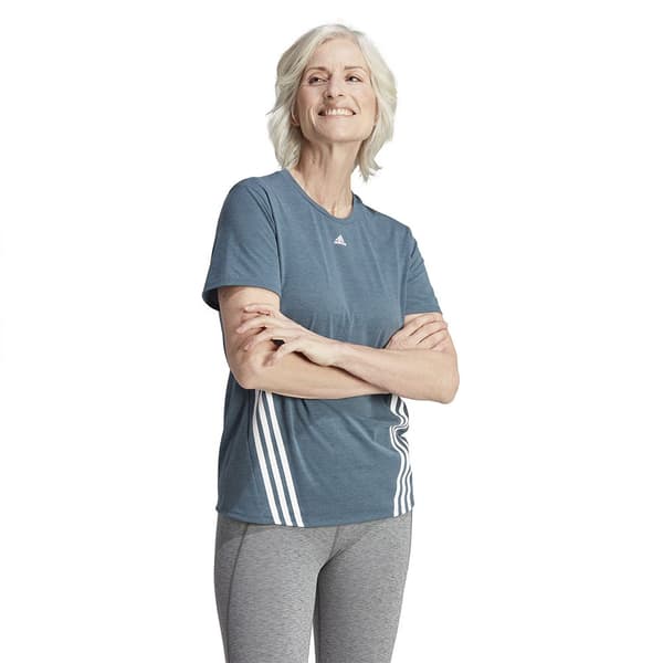 Adidas Kortärmad T-shirt Icons 3 Stripes Blå S Kvinna