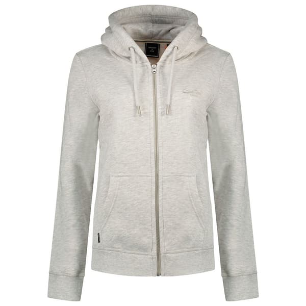 Superdry Sweatshirt Med Full Dragkedja Vintage Logo Emb Hood Grå S Kvinna