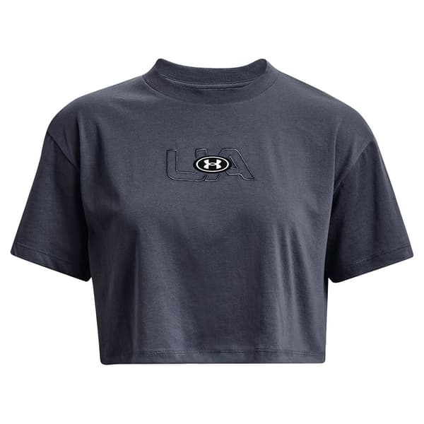 Under Armour Kortärmad T-shirt Branded Logo Crop Grå XL Kvinna